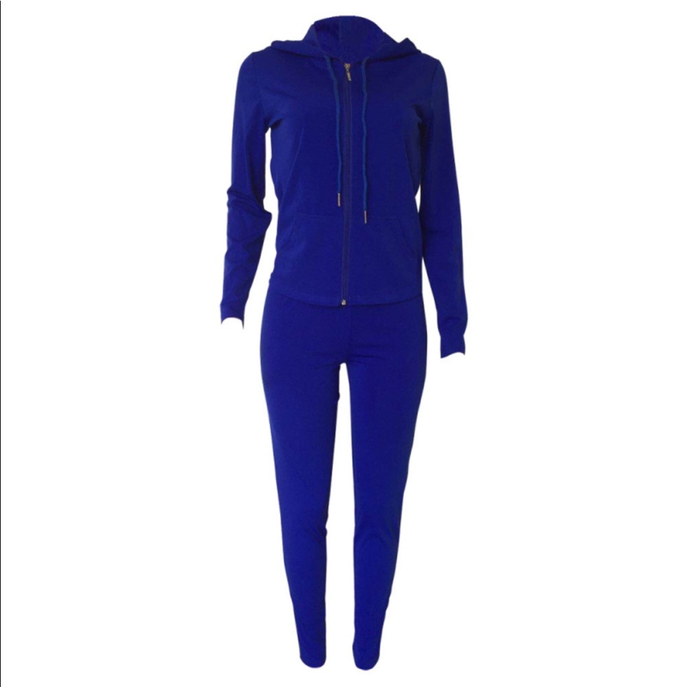 Blue Tight Fitted Sweatsuit Set